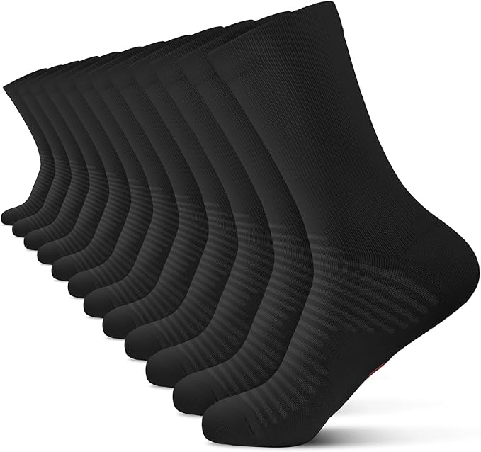PAPLUS Compression Athletic Crew Socks (6 Pairs) for Men & Women