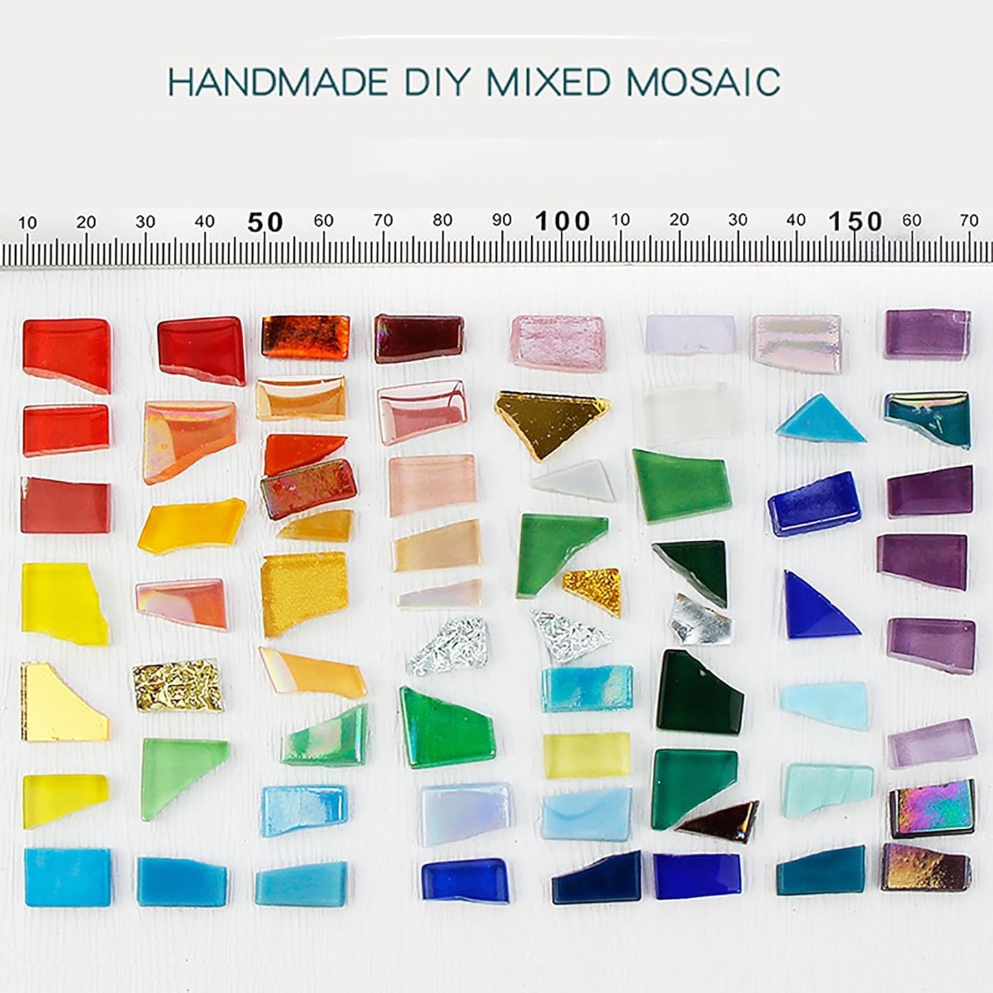 Silver Mixed Irregular Mosaic Glass Mosaic Tiles Pieces, 300g Mosaic DIY Set Adult Mosaic Set, Mosaic Craft Supplies Mosaic Making Supplies