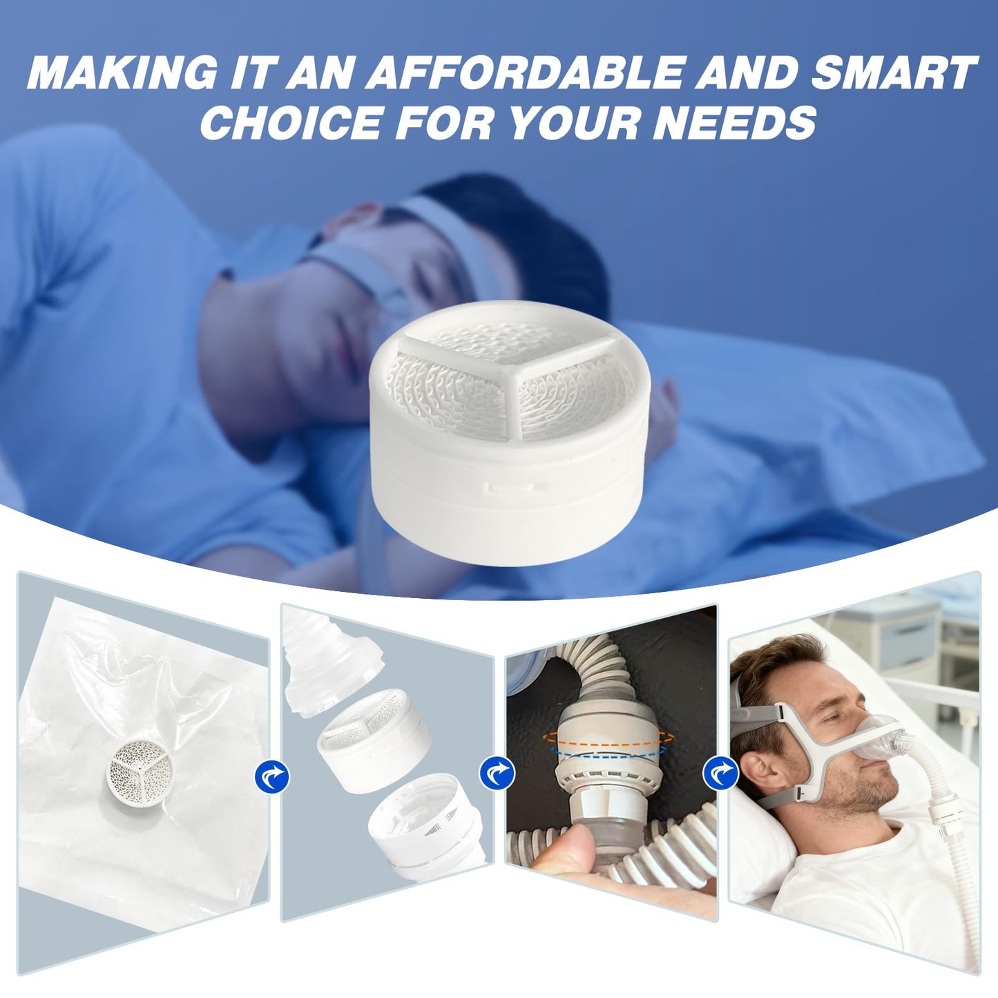 Humidx Plus for Airmini - (6 Pack) HME for air mini HumidX Plus,Replacement Humidifier Filter - Compatible with Airmini CPAP Machine & P10 Nasal Pillows, N20, N30 Nasal Masks,Individually Sealed