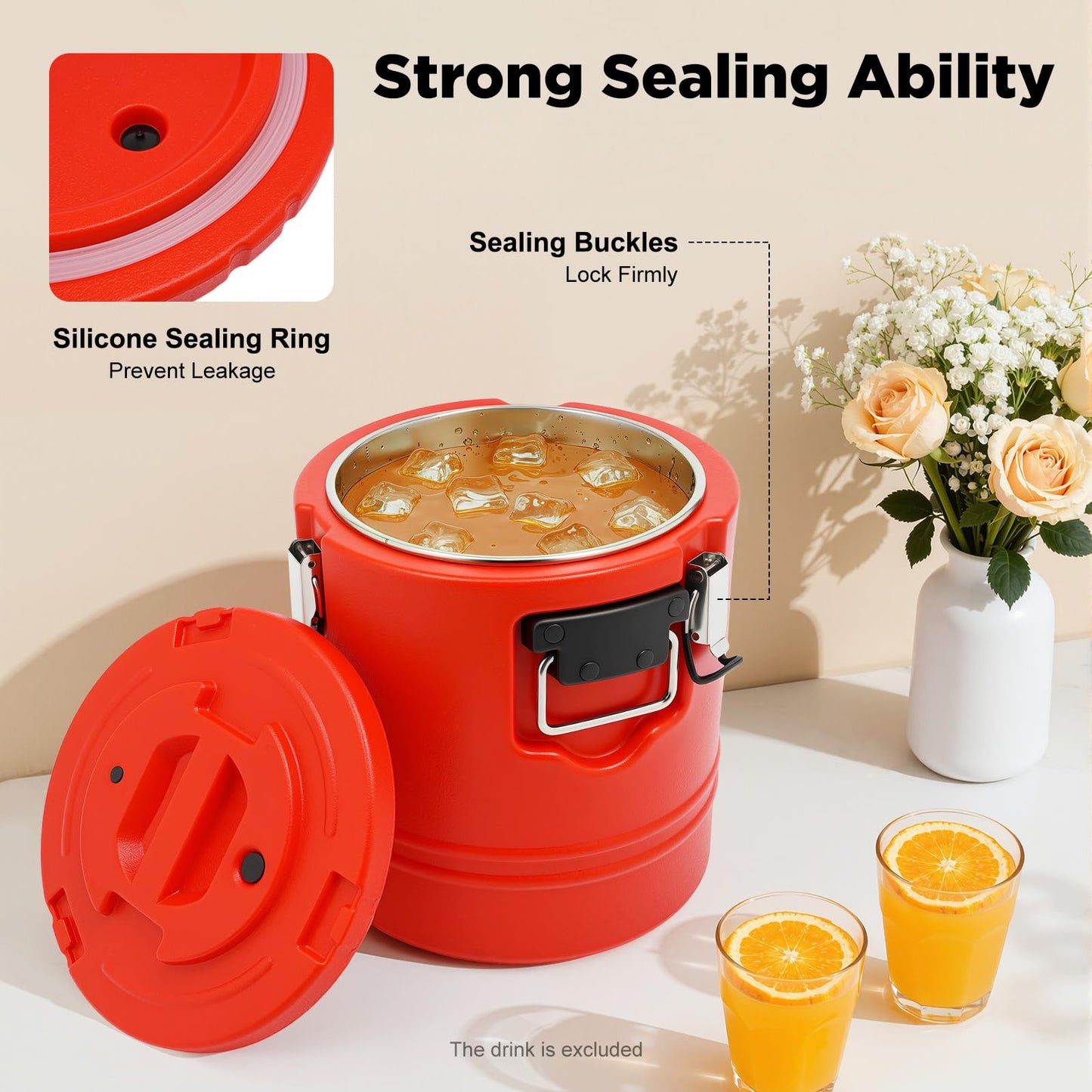 Commercial Insulated Food Container, 16QT/4Gal Insulated Soup Container Bucket Commercial Food Warmer Insulation Barrel for Hot or Cold Food for Restaurant, Canteen, Home