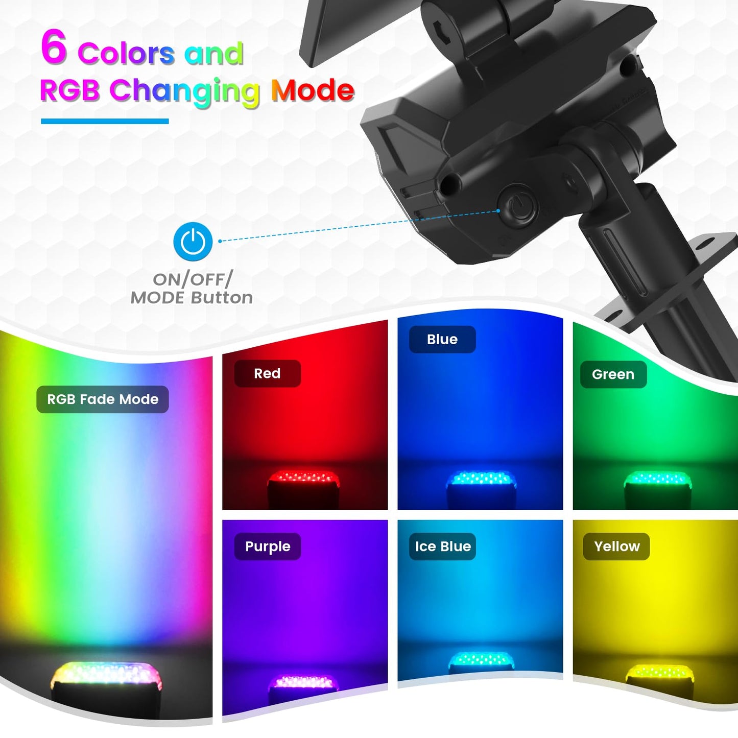 VOLISUN Solar Spot Lights, 27 LED, IP67 Waterproof, 2 Pack, Multicolor, Model 21464