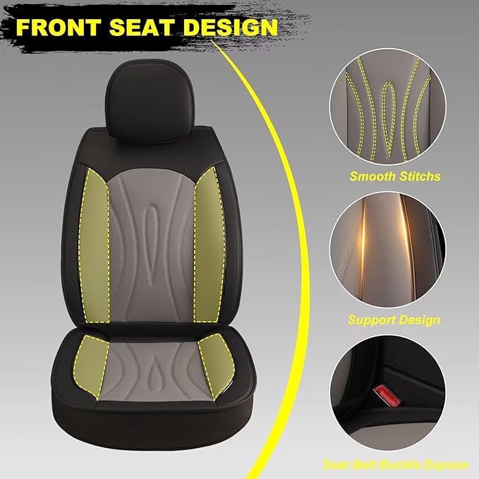 Car Seat Covers Fit for Hyundai Veracruz 2007-2012: Faux Leather Front Seat Covers Waterproof Auto Seat Protector with Compatible Airbag(2 Seats, Black&Grey)