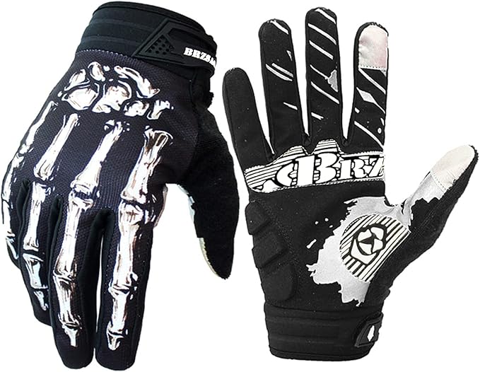 BRZSACR Skeleton Cycling Gloves Motorcycles Gloves Off-Road Vehicle MTB, Bicycle Gloves Shock Absorption Non-Slip Touch Sc...