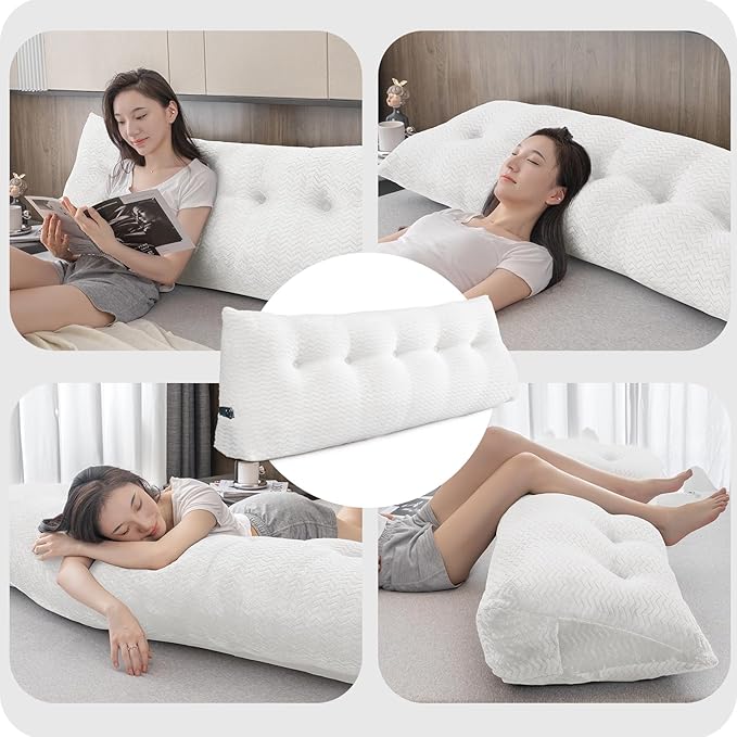 Large Bolster Triangular Headboard Wedge Backrest Positioning Support Bed Rest Reading Pillows Headboard Wedge Pillows for Day Bed Bunk Bed with Removable Cover