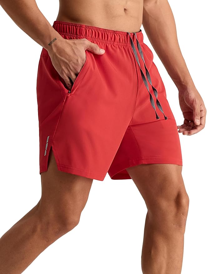 MIER Men's 2 in 1 Running Shorts - 7" Workout Gym Athletic Shorts for Men, Quick Dry Lightweight with Pockets for Training