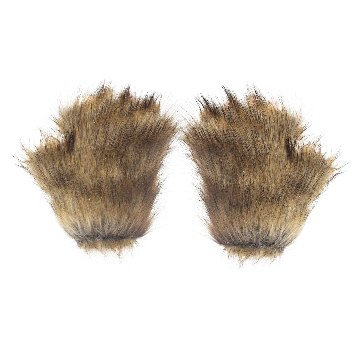 Ravakeny Fingerless Wolf Paw Gloves, Stretchy Furry Faux Fur Paws Animal Fox Cat Paws Gloves Halloween Cosplay Costume for Kids, Party (Brown)