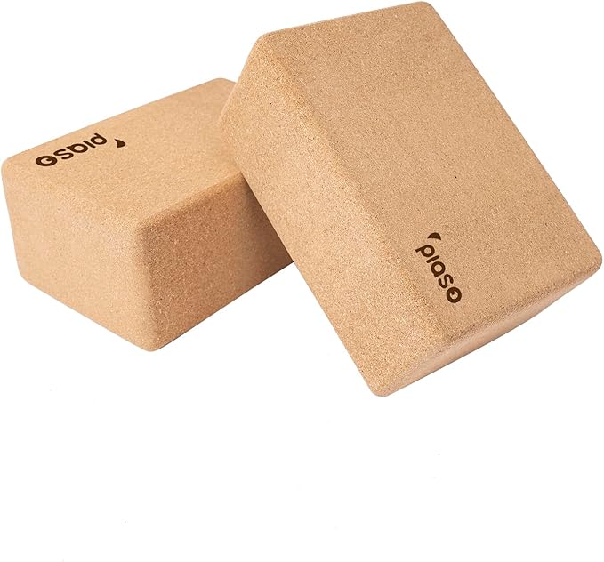 PIASO Cork Yoga Block 2 Pack for Pilates, Non-Slip & High Density Blocks for Meditation, Fitness and Stretching, Supportiv...