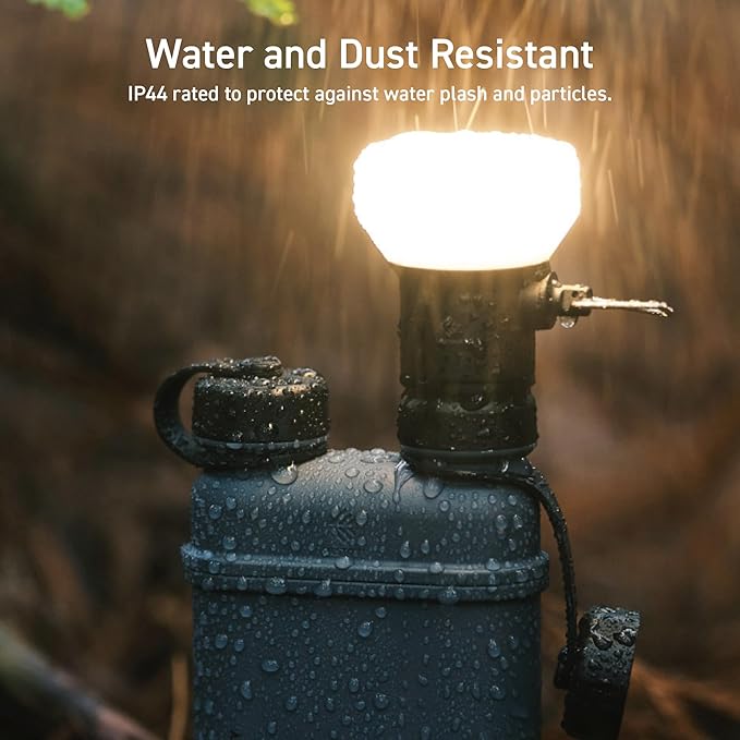 ELECOM NESTOUT Outdoor Camping LED Lantern w/ Mini Tripod, Dimmable USB Powered Soft LED Light, IP44 Water Dust Resistant, 10-350 Lumen, Portable Lamp for NESTOUT Power Bank, Beige (LAMP-1)