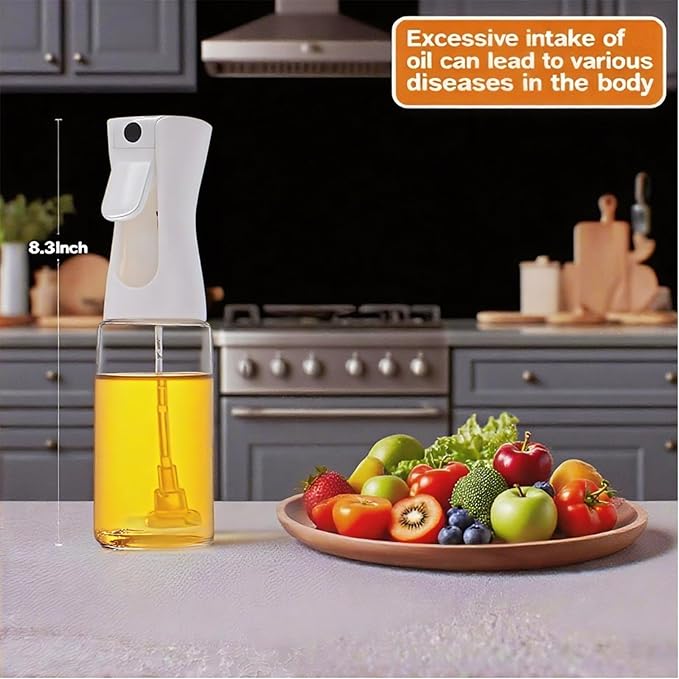 Olive Oil Sprayer for Cooking, 220ml Glass Oil Dispenser for Kitchen Gadgets, Food Grade Premium Spray Bottle, Continuous Spray with Portion Control, for Salad, Frying, BBQ
