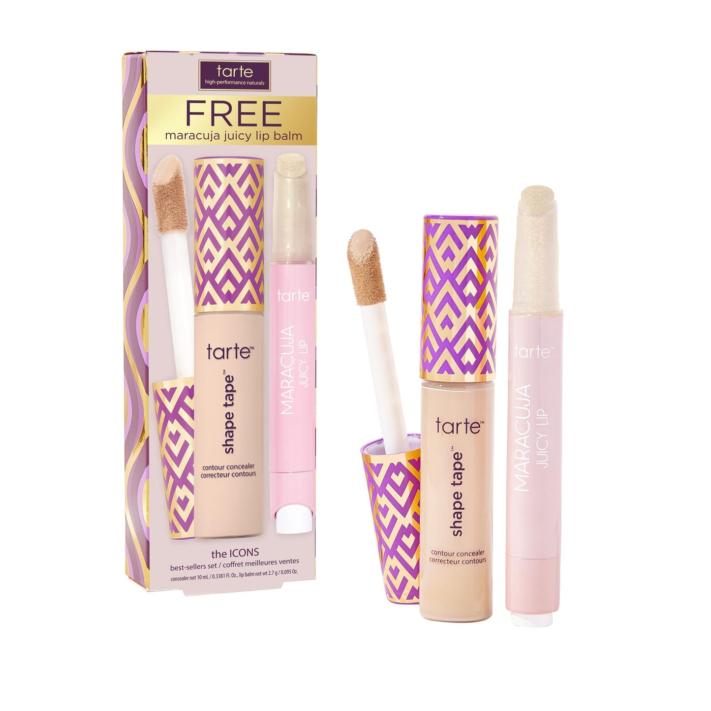 tarte icons shape tape concealer & maracuja juicy lip duo - 20B light & sunflower - full size