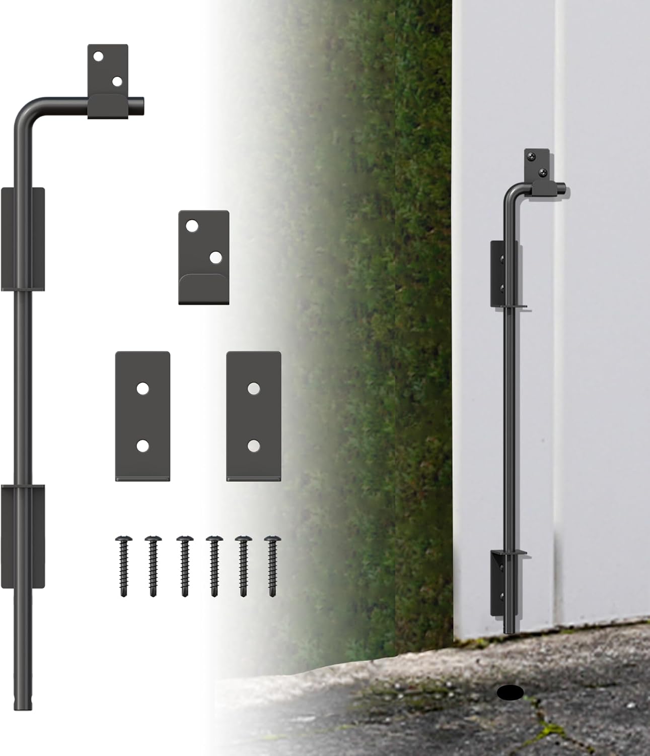 18" Heavy Duty Cane Bolt Gate Drop Rod with Upgraded Design, Square Gate Drop Rod for Wood PVC Vinyl Metal Yard Gate Latch-1 Pack