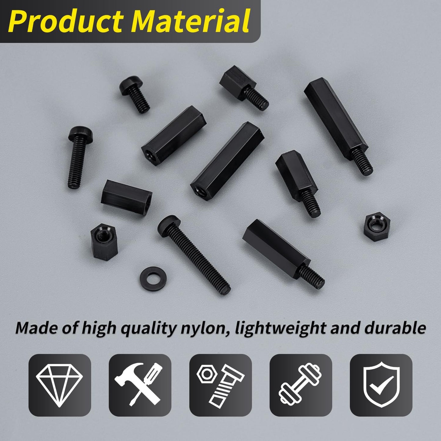580 PCS M3 Black Nylon Standoff Kit with Spacers, Screws, and Nuts - Motherboard & PCB Mounting Standoffs and Screws, Threaded Pillar Spacers for Circuit Boards and Computer Building