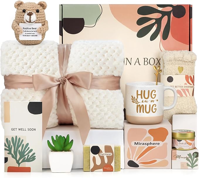 Get Well Soon Gift Baskets for Women - Self Care Package for Women After Surgery - Cancer Chemo Recovery Comfort Gifts Set...