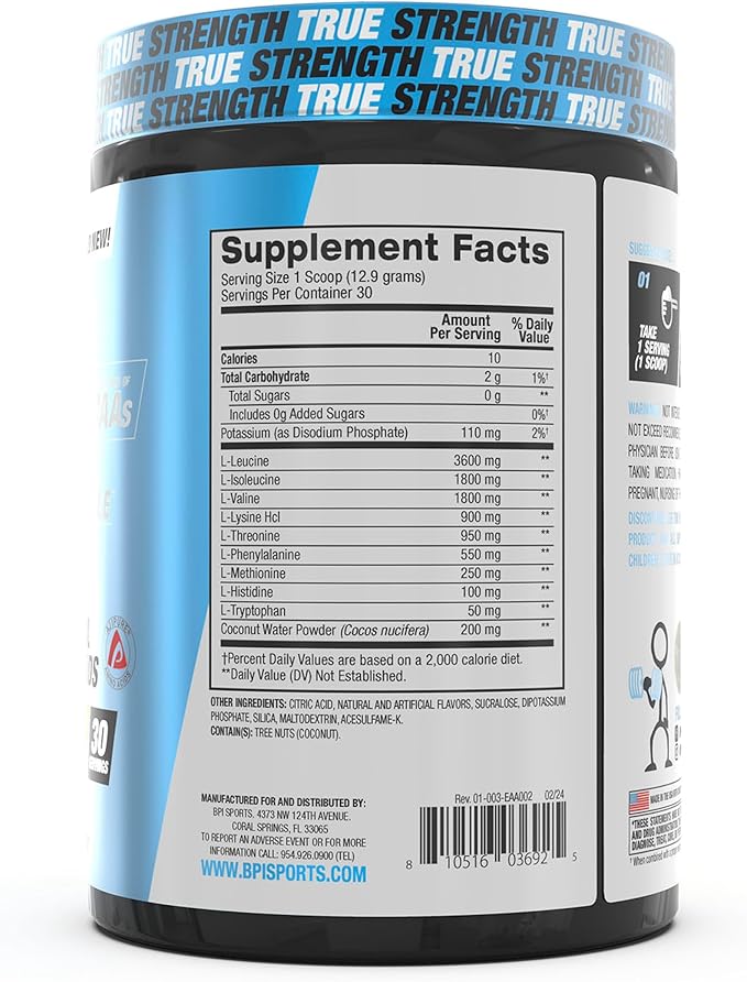 BPI Sports Essential Amino Acids EAA Powder - Pre, Intra & Post Workout Drink - BCAA Powder for Men & Women, EAA + BCAA + Hydration. Advanced Formula with 10g of EAA. (Sour Power)