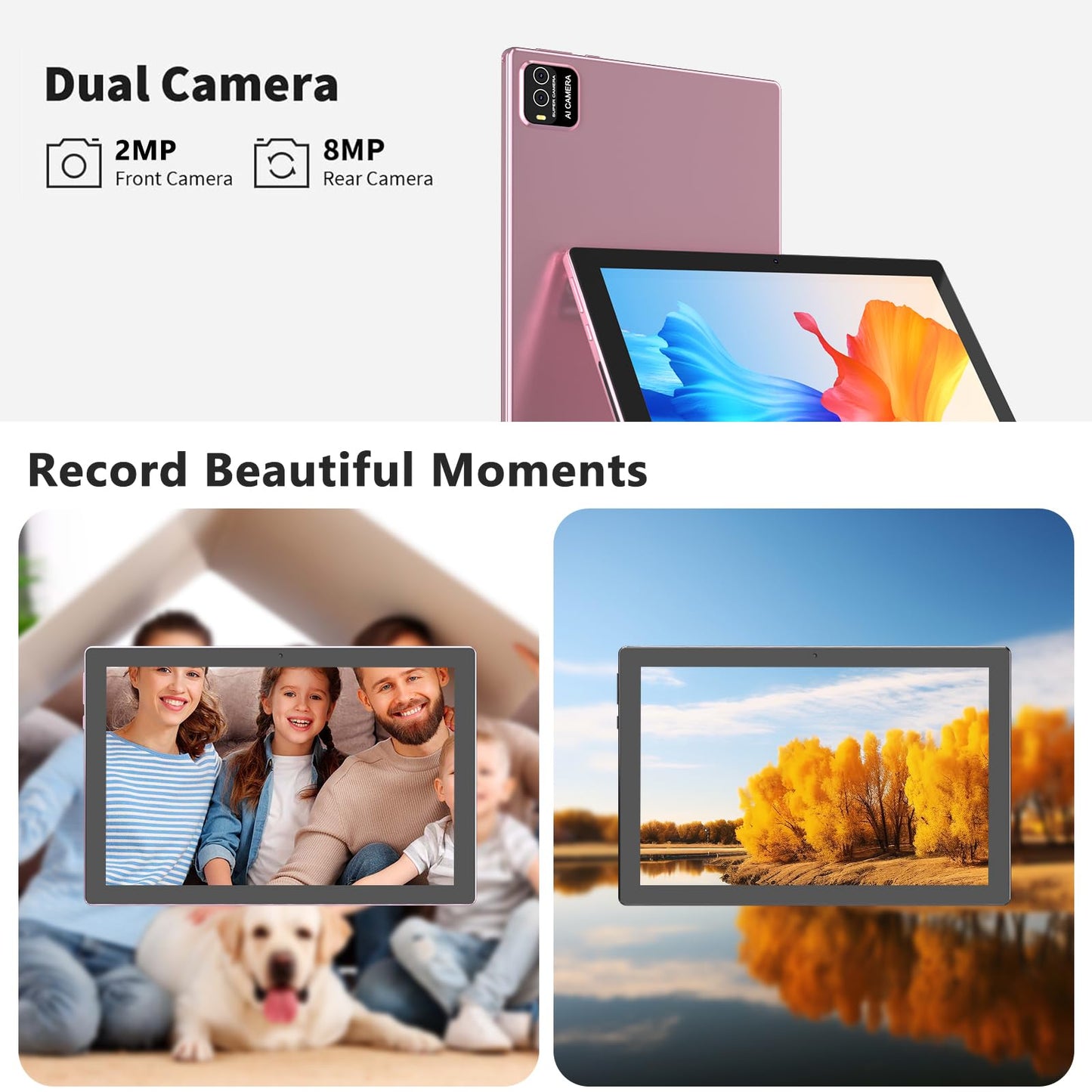 Android 15 Tablet, 10 Inch 18Gb Ram+128Gb Rom/ 2Tb Expandable Tablet Pc, Quad-Core 2.0Ghz Processor, 1280*800 10  Hd Touch Scree