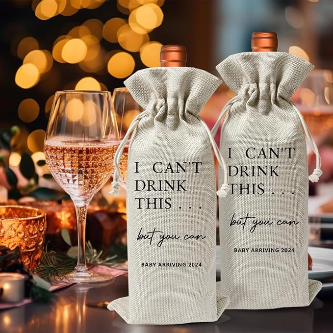 Pregnancy Announcement Gift, Baby Announcement, Baby or Pregnancy Reveal Gift for New Grandparents Uncle Aunt, Baby Shower Favor, Baby Party Decor, Pregnancy Keepsake Wine Bag
