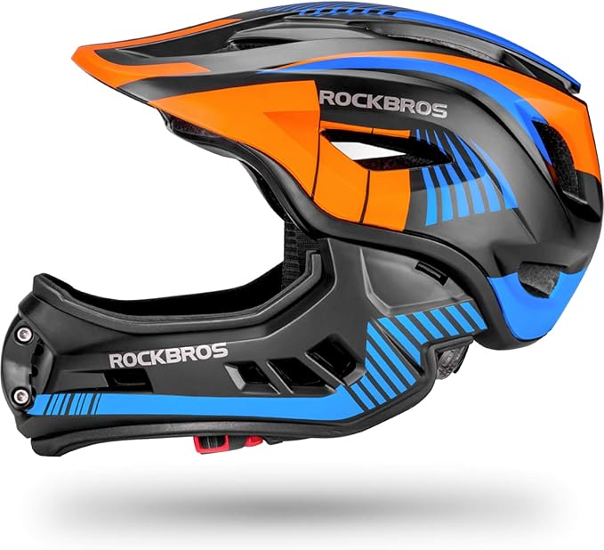 ROCKBROS Kids Full Face Helmet Kids Bike Helmets Lightweight Toddler Mountain Bike Helmet Detachable for MTB BMX Skating C...