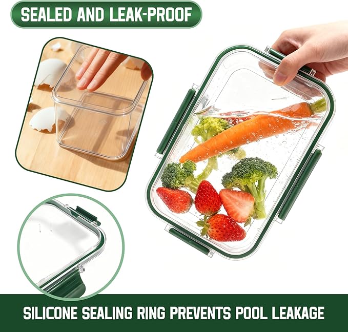 Upgrade Salad Container with Dressing Cup & Fork - Leakproof Airtight Salad Box, BPA-Free & Dishwasher Safe, 8.27×5.5×4.33in Compact Meal Prep Container for Office/Picnic (Green)