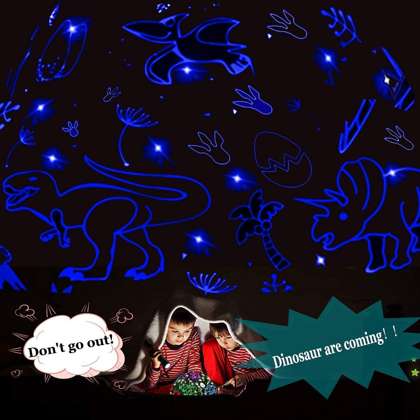 Dqmoon Dinosaur Night Light For Kids  Projector With 8 Colors  360 Rotation  Safe Materials  Ideal Birthday Gift