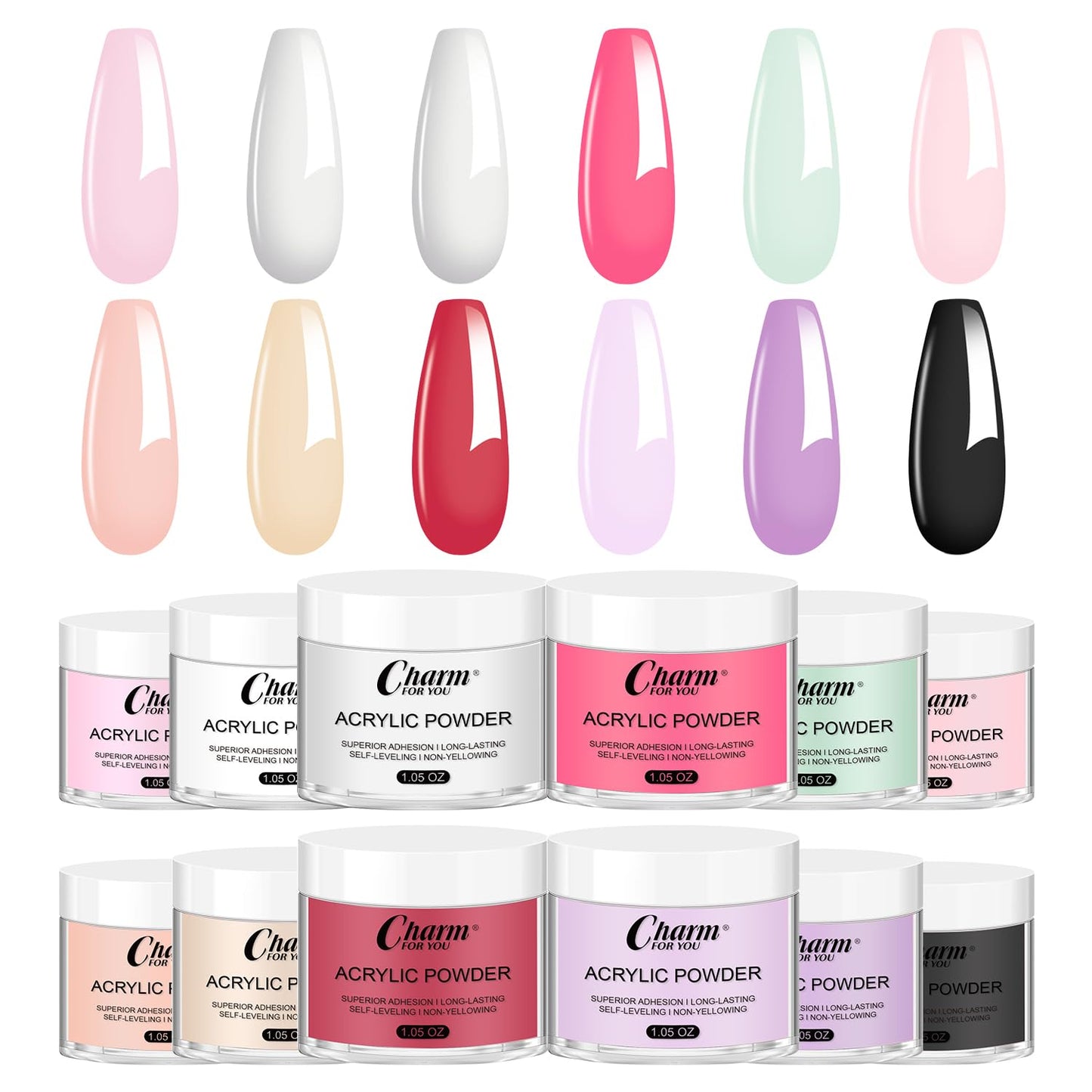 VERONNI Acrylic Nail Kit,14 Colors Acrylic Nail Powder Set for Acrylic Nail Extension 3D Carving for Nail Art Lover Beginner 30g