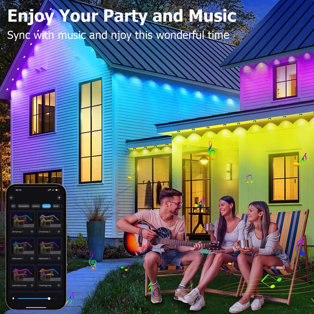 100Ft Permanent Outdoor Light  Smart Rgb Plus Ic Outside Lights For House  App/Remote Control String Light  Work With Alexa  Ip67 Waterproof Led Strip For Daily Party Christmas All Holiday Decor