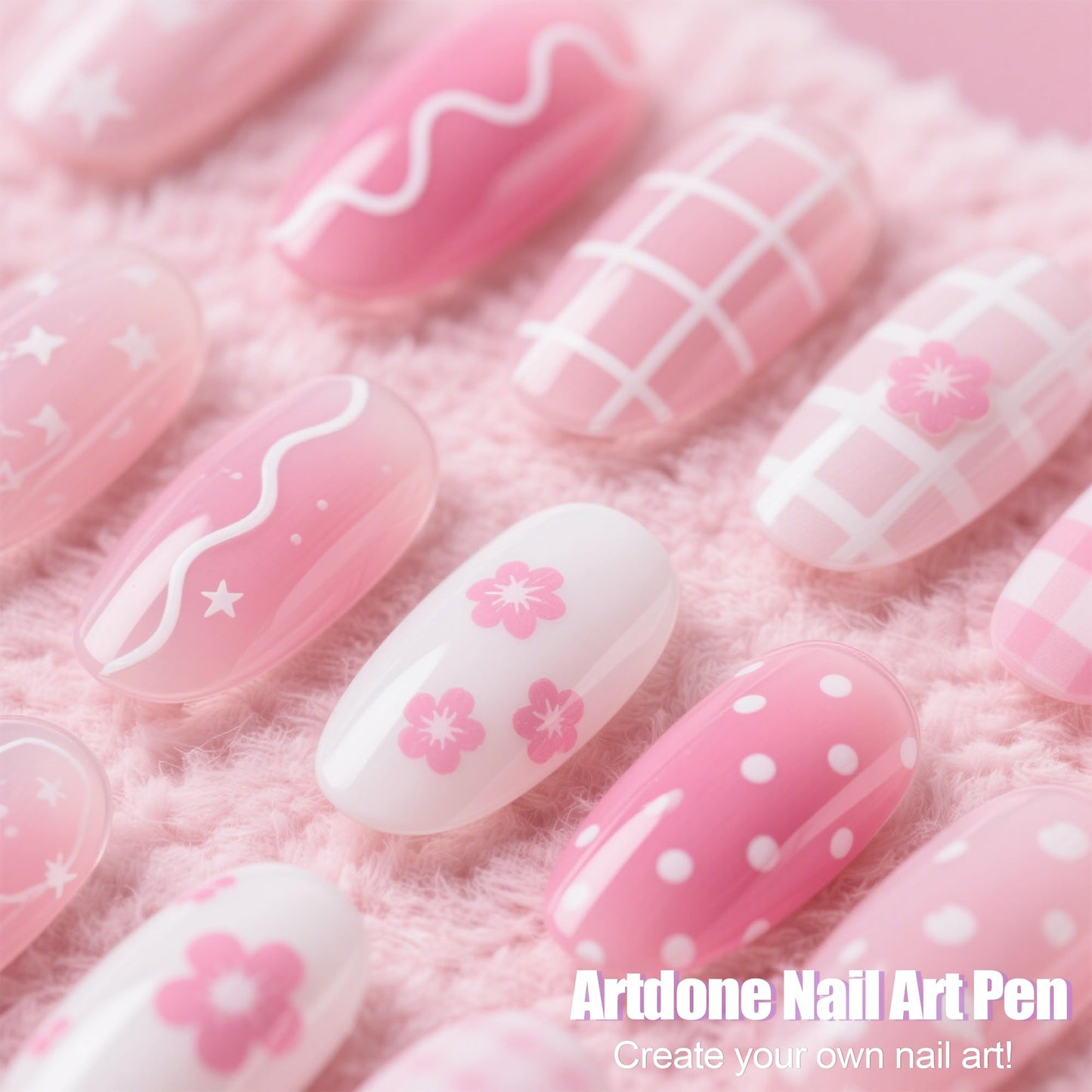 Artdone 38Pcs Nail Striping Tape Lines Kit With Nail Art Pens Dotting Tools And Liner Brushes For Gel Polish Small Detail Drawin