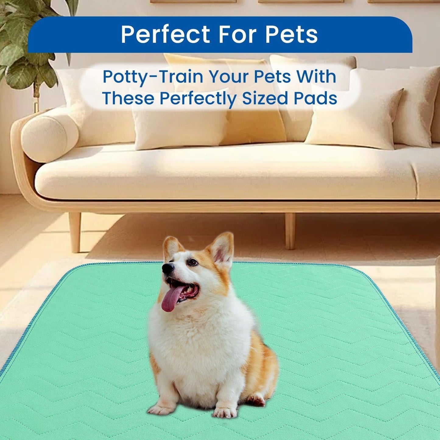 Washable Underpads,Super Absorbency Reusable Bedwetting Incontinence Pads for Kids, Adults, Elderly, and Pets - Waterproof Protective Pad for Couch, Sofa, Floor,Bed (500 Washes)