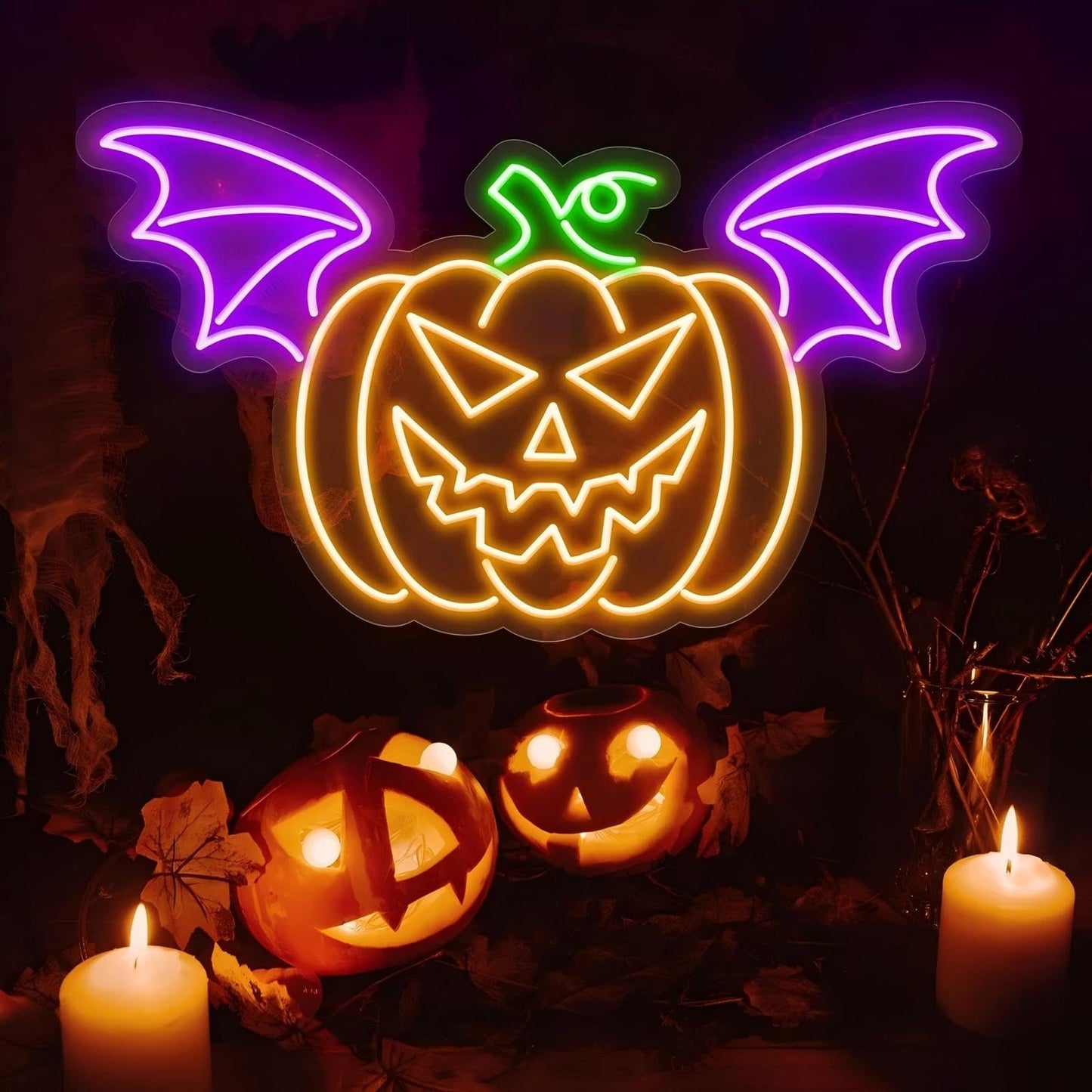 Pumpkin Neon Sign  Happy Halloween Neon Sign  Wall Decor For Bedroom & Party  Halloween Party Decor Led Lights  Kids Room Neon Light Sign For Thanksgiving Bedroom Gaming Room Man Cave Bar