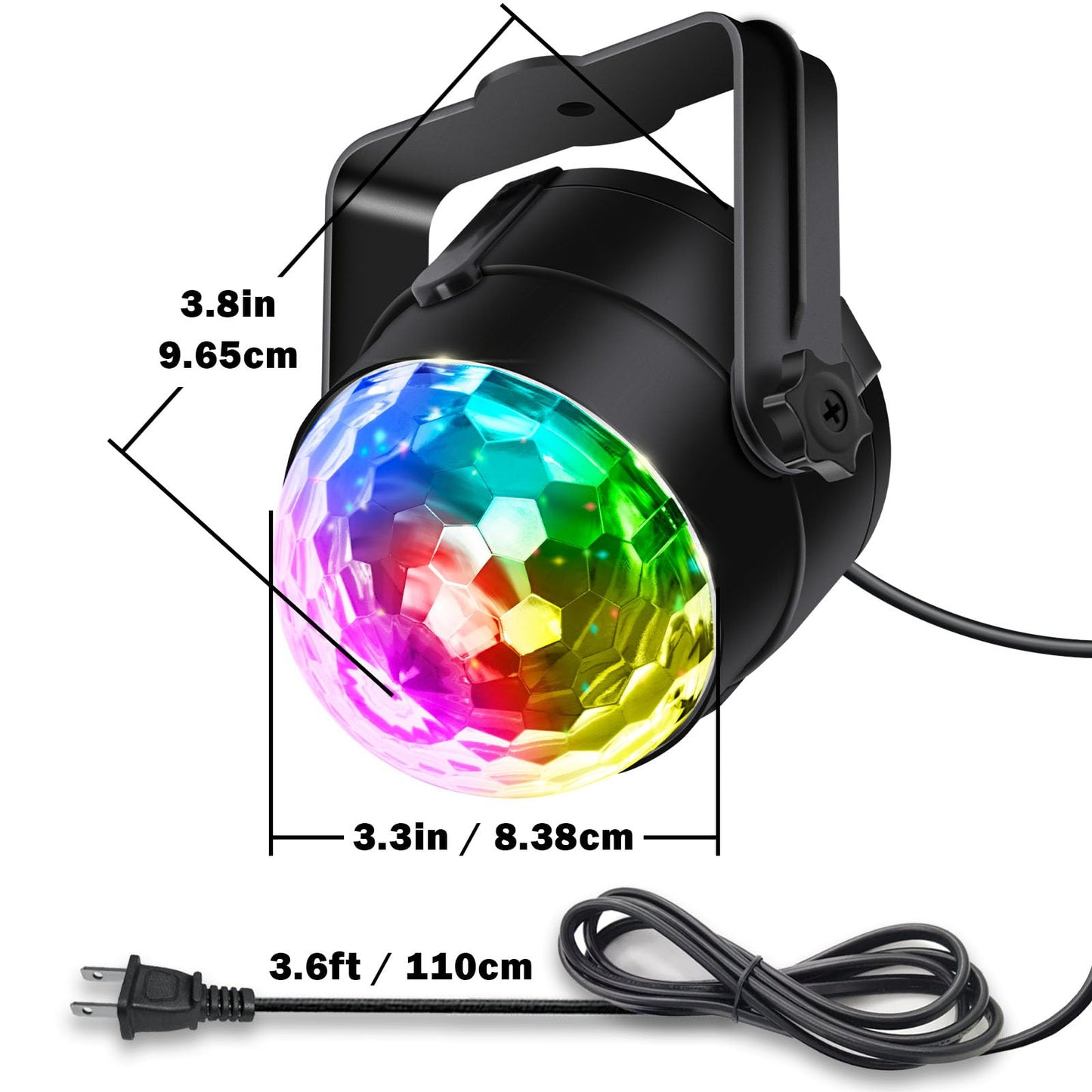 Apeocose Disco Party Lights 2 Pack, Sound Activated, Remote Control, Music Sync, Black, Model MU00101A