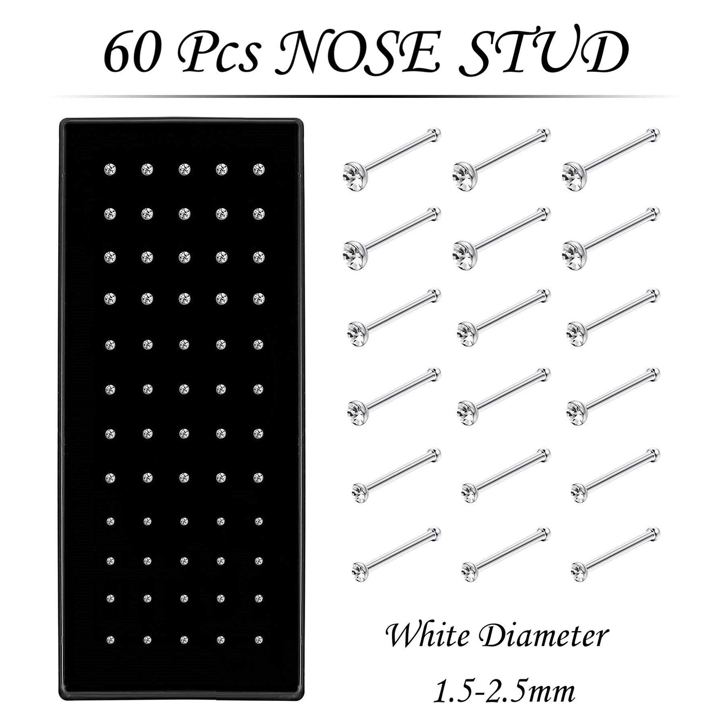 NewCraft 3 Sets 160 Pcs Nose Rings and Studs, Surgical Stainless Steel Nose Piercing Jewelry, Colorful Nose Rings Hoops for Wome
