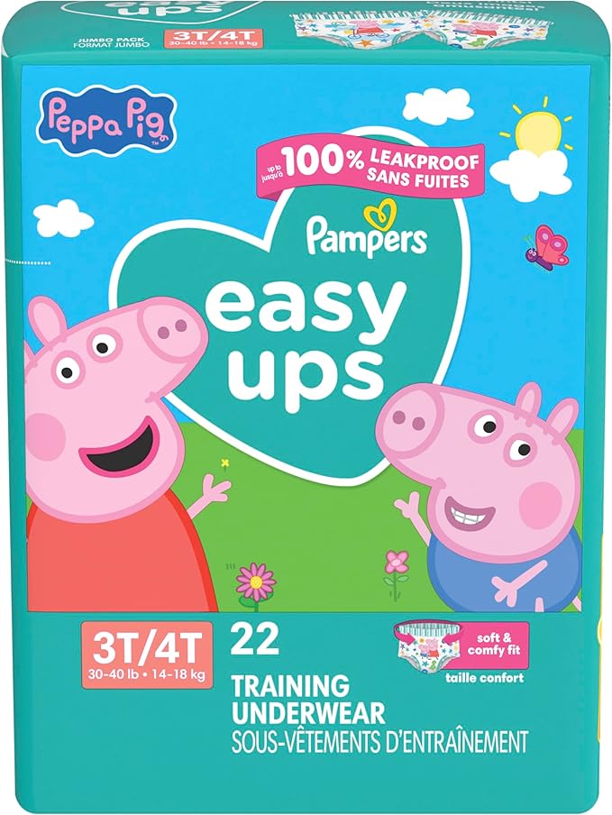 Pampers Training Pants - Easy Ups Girls & Boys - Size 3T-4T, 22 Count, Peppa Pig Underwear (Packaging May Vary)