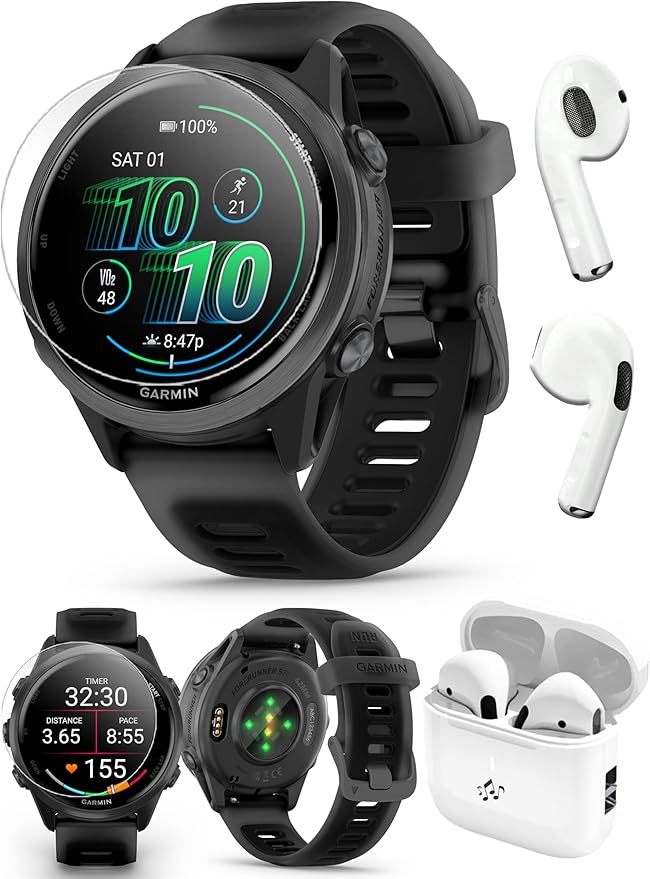 PlayBetter Garmin Forerunner 570 (42mm, Slate Gray/Translucent Black) Advanced GPS Running and Triathlon Smartwatch Bundle...