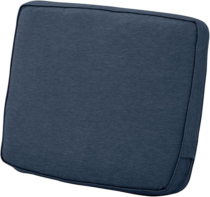 Classic Accessories Montlake Water-Resistant 23 x 20 x 4 Inch Patio Lounge Back Cushion, Heather Indigo Blue, Outdoor Loveseat Cushions