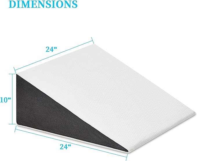 Bed Wedge Pillow for Sleeping, 10" 24" 24" Triangle Pillow Wedge, Cooling Memory Foam Top, Elevated Support Wedge Pillow - Removable Washable Cover