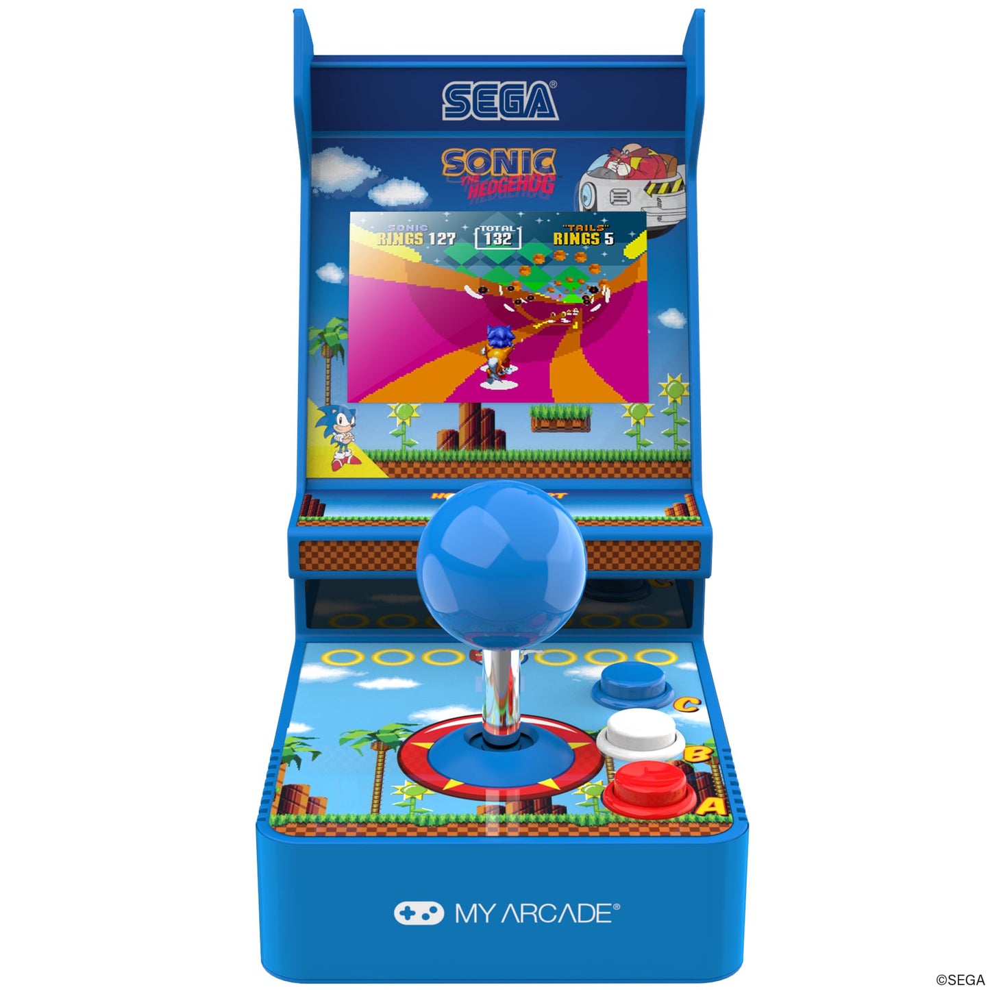 My Arcade Sonic Joystick Player: Sonic The Hedgehog Retro Game Console, 2 Games in 1, Sega Classic Arcades, 3.5" Full Color Display