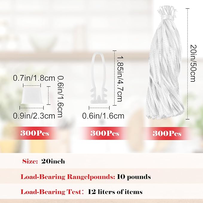 300 Pcs White Reusable Mesh Produce Bags, 20 Inch Seafood Boil Bags for Crab with 300 Loop Closures, Onion Potato Storage Net Bag for Vegetables Fruits Seafood