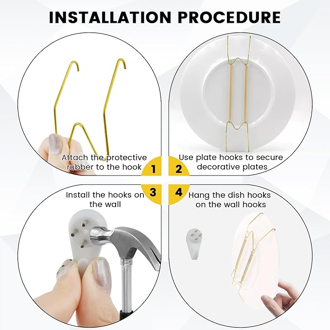 9 Pcs Plate Hangers for Wall, 6/8/10 Inch Stainless Steel Invisible Plate Hangers, Heavy Duty Wall Plate Hangers with Wall Hooks and Tips Protector for Decorative Plates and Arts