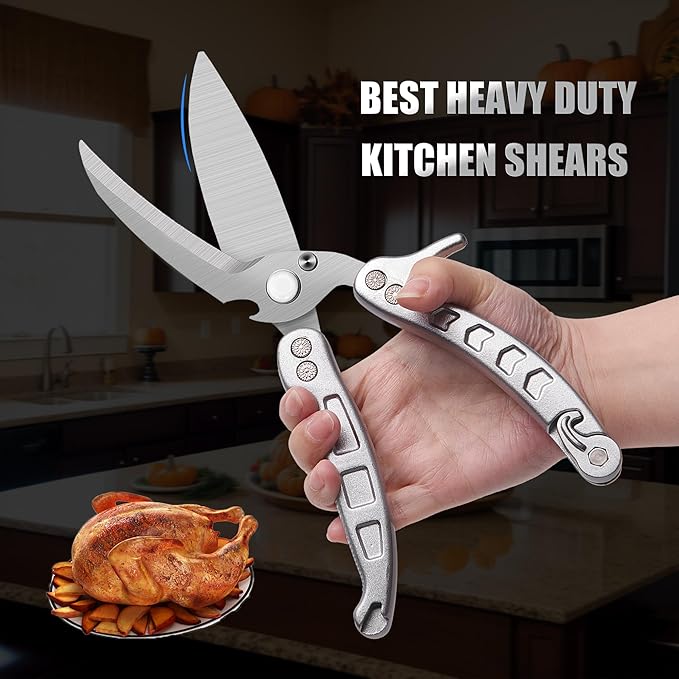 Poultry Shears Scissors Heavy Duty,Kitchen Shears,Multi-purpose Stainless Steel Kitchen Scissors for Christmas Turkey Food, Chicken,Fish,Meat,Separable easy to clean thoroughly,Dishwasher Safe.