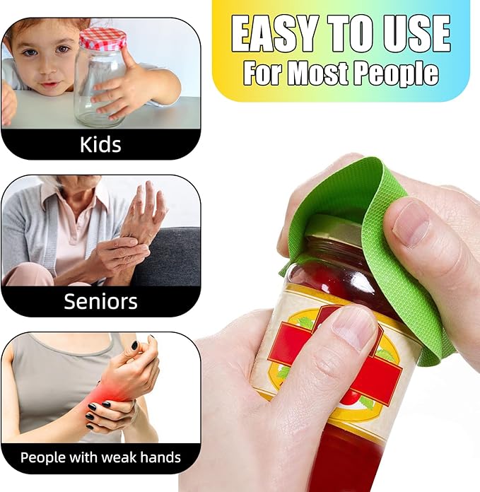 8 PCS Rubber Jar Opener Grippers – Non-Slip Multi-Purpose Bottle & Lid Opener | Easy Grip for Effortless Opening | Durable Kitchen Tool for Jars, Cans, Containers – Non-Tear, Coaster & Trivet Use