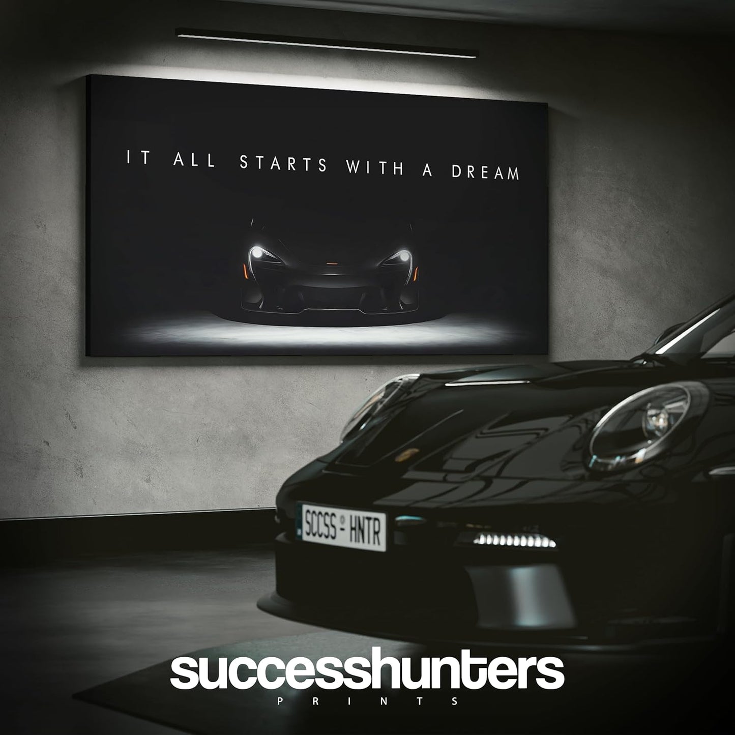 Motivational Wall Art for Office, Super Car Art Canvas, Inspirational Automotive Decor for McLaren Sportscar Lovers, Motivational Wall Decor for Office and Home, Inspiring Car Poster (60 X 30 in)