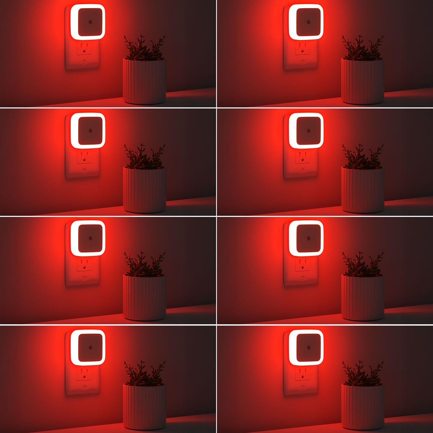 Sujeet Night Light 8-Pack Plug-in LED Dusk to Dawn Red Plastic NO.603