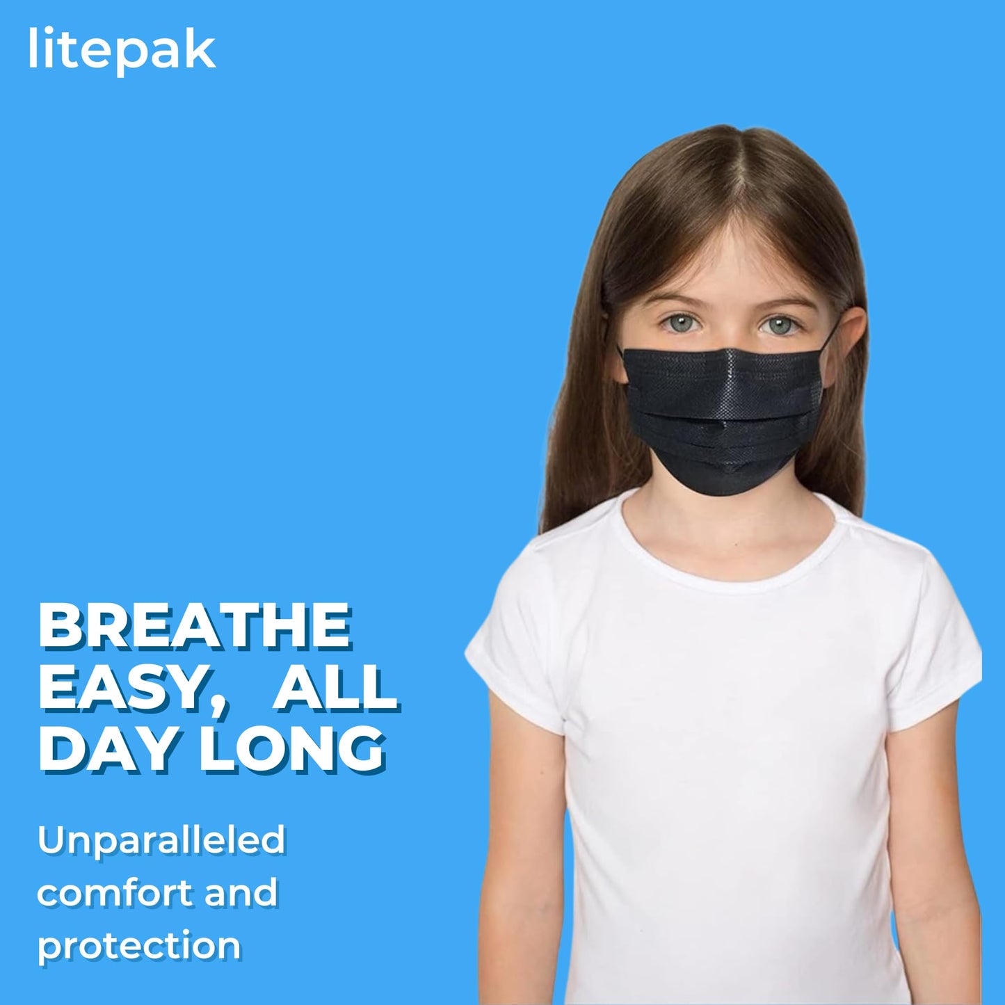 200pcs Kids Disposable Face Masks - 3 Ply Kids Mask for Boys Girls - Back to School Supplies (Black)