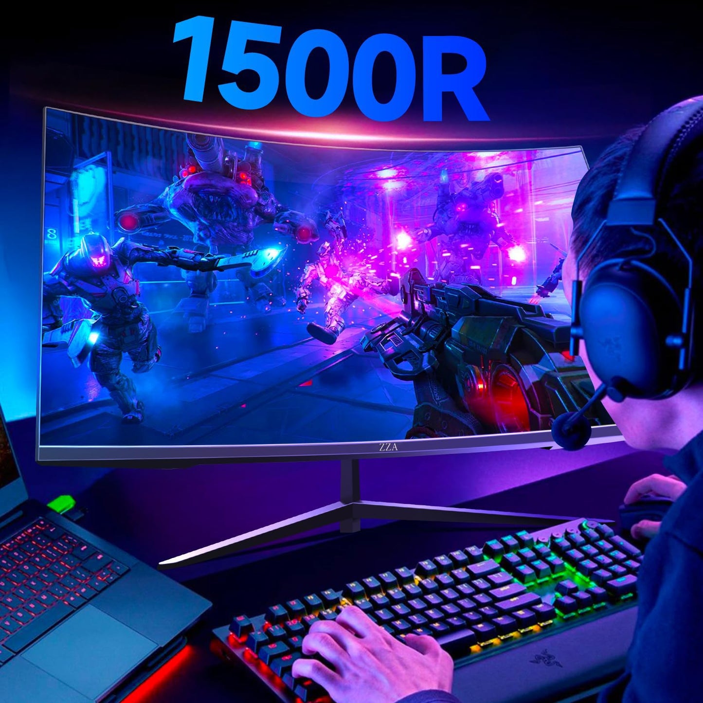 ZZA 32 Inch Monitor,1440p,2K 165Hz, 1ms Response Time,Computer Monitor FreeSync & G-Sync, HDR10, 122% sRGB Coverage, DP/HDMI, PC Monitor VESA Mount Compatible