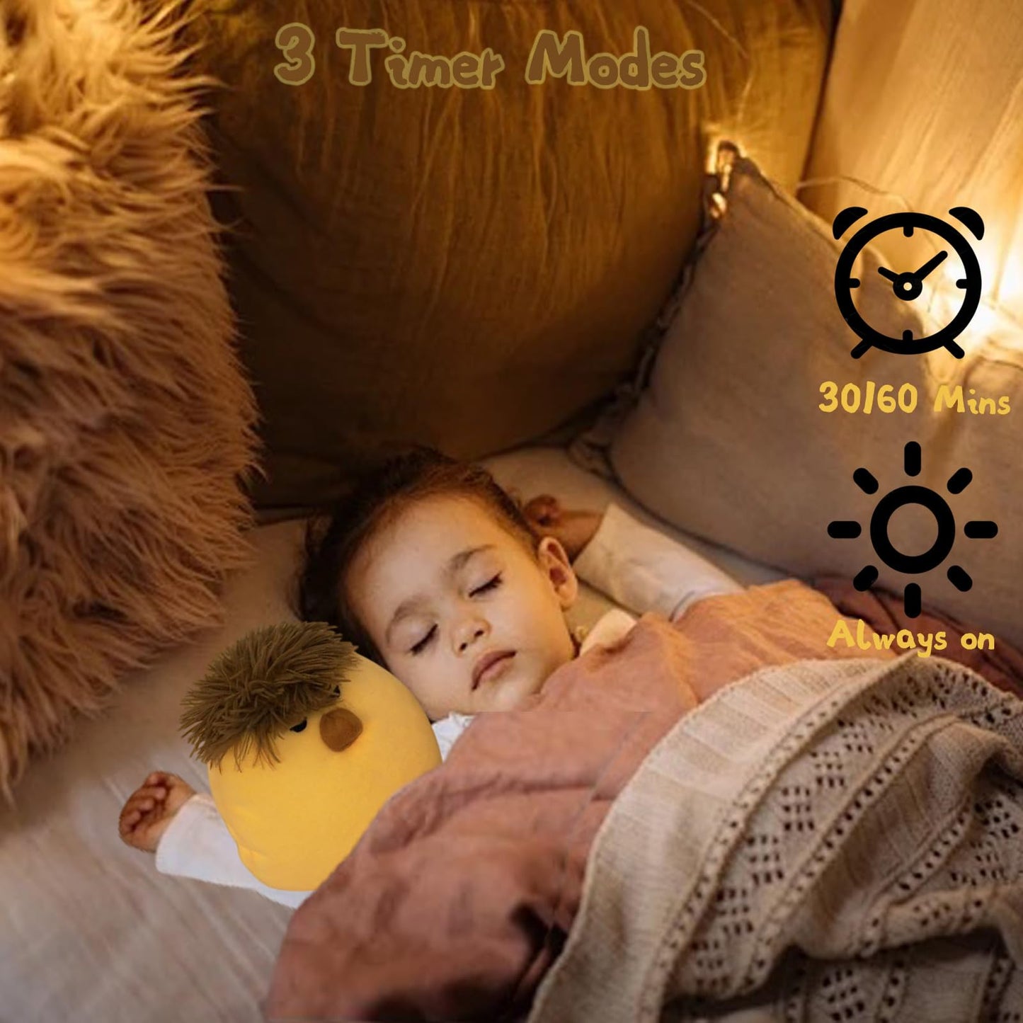 Night Light For Kids 2 Level Dimmable Nursery Nightlight Cute Canary Rechargeable Kids Night Light With Timer  Long Battery Life Touch Lamp For Boys And Girls Gifts Bedroom Decor (Yellow)