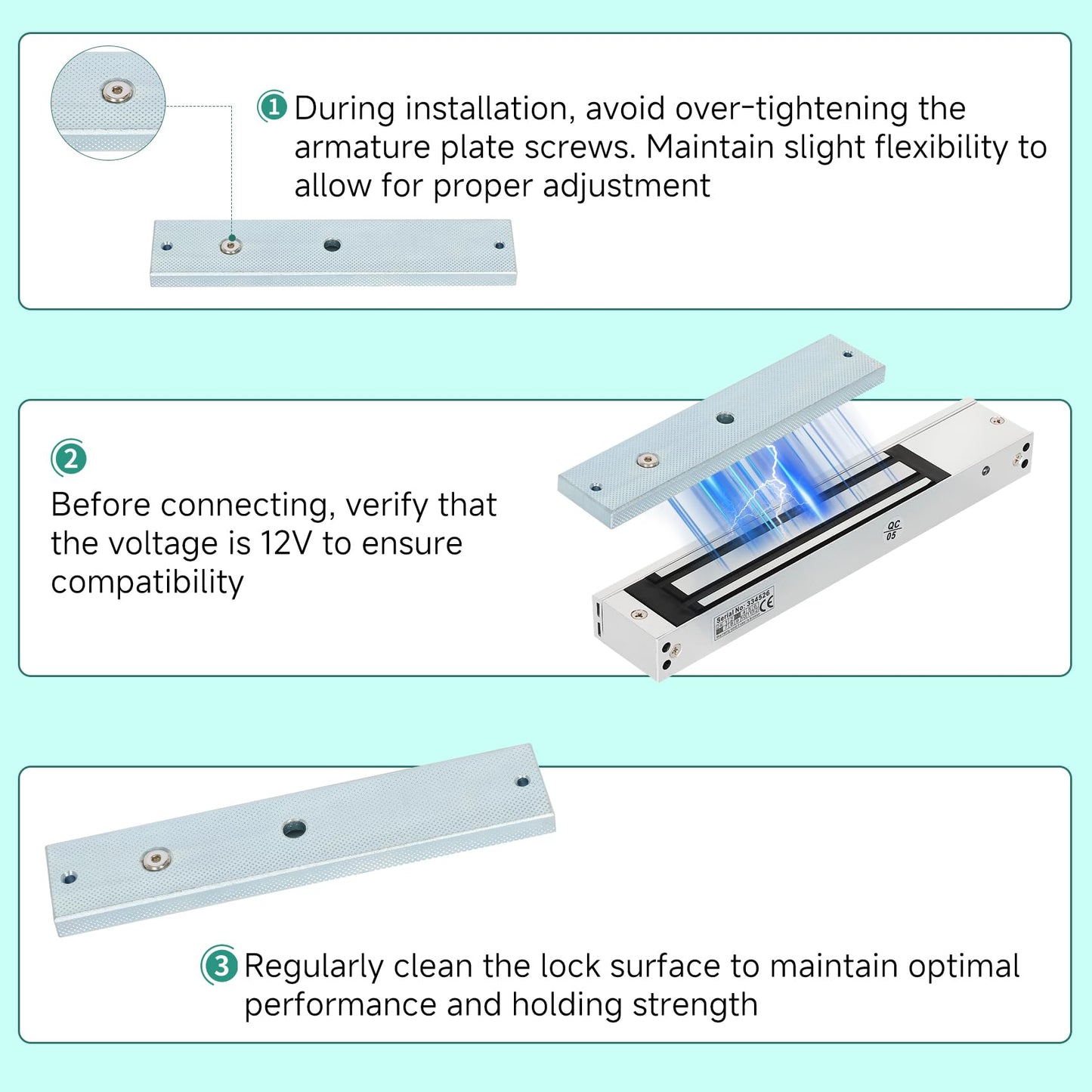 Access Control System RFID 600 lbs Electromagnetic Door Lock with Two Remotes Equipped with Five Access Keys Built-in Alarm Tone 110V Power Supply
