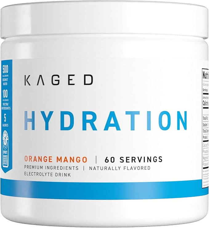 Kaged Daily Hydration | Sugar Free Electrolyte Powder Drink Mix for Men and Women | 60 Servings