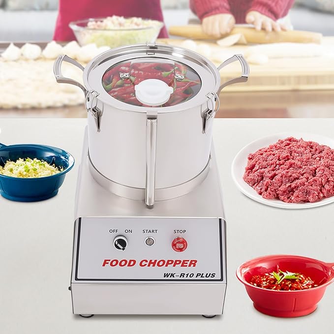 Commercial Food Processor, 1400W Electric Vegetable Chopper Machine 1400 RPM, 10.5Qt Stainless Steel Vegetable Processor Meat Grinder Food Processor Chopper for Veggie,Fruit,Meat