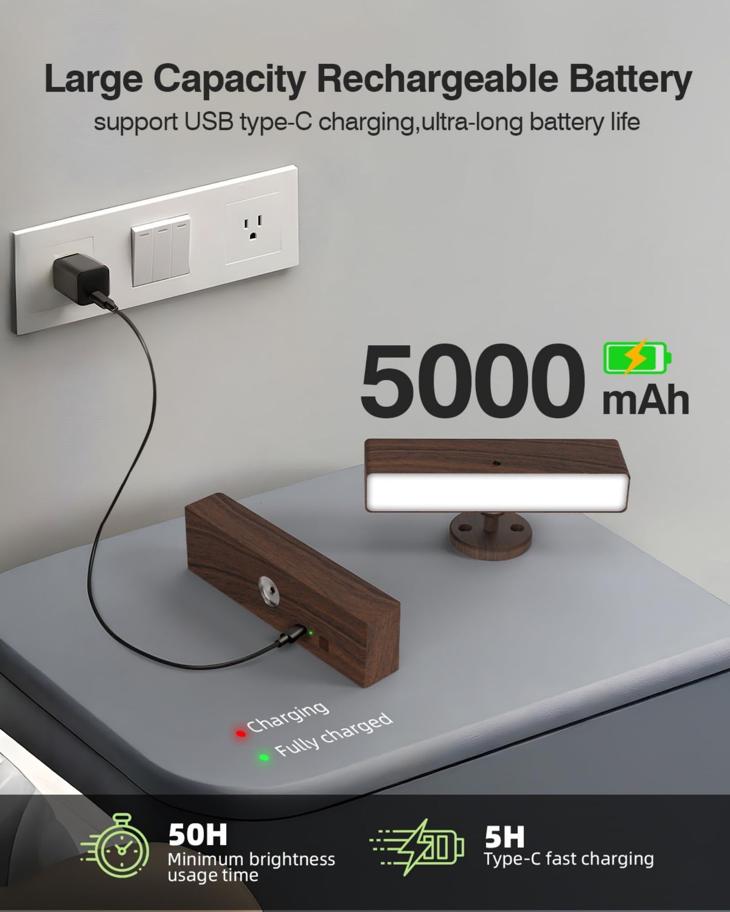 Battery Operated Wall Sconces Set Of 2: Wireless Rechargeable Wall Light With Remote&Button  360?Rotate Magnetic Scone Lighting Led Wall Mount Sconce Lamp For Bedroom Bedside Reading  Wood