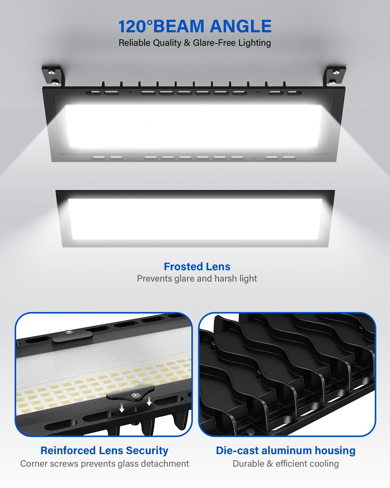 120W Led Shop Lights With Remote  5Ft Power Cord And Us Three-Prong Plug  18000Lm 6000K  Aluminum Garage Lighting  Ip65 Waterproof  Plug & Play For Warehouse  Workshop  Basement  2Pcs