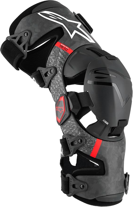 Alpinestars Supertech RK-10 Plasma Knee Braces, CE-Certified, Lightweight, Advanced Protection, M, Black/Red